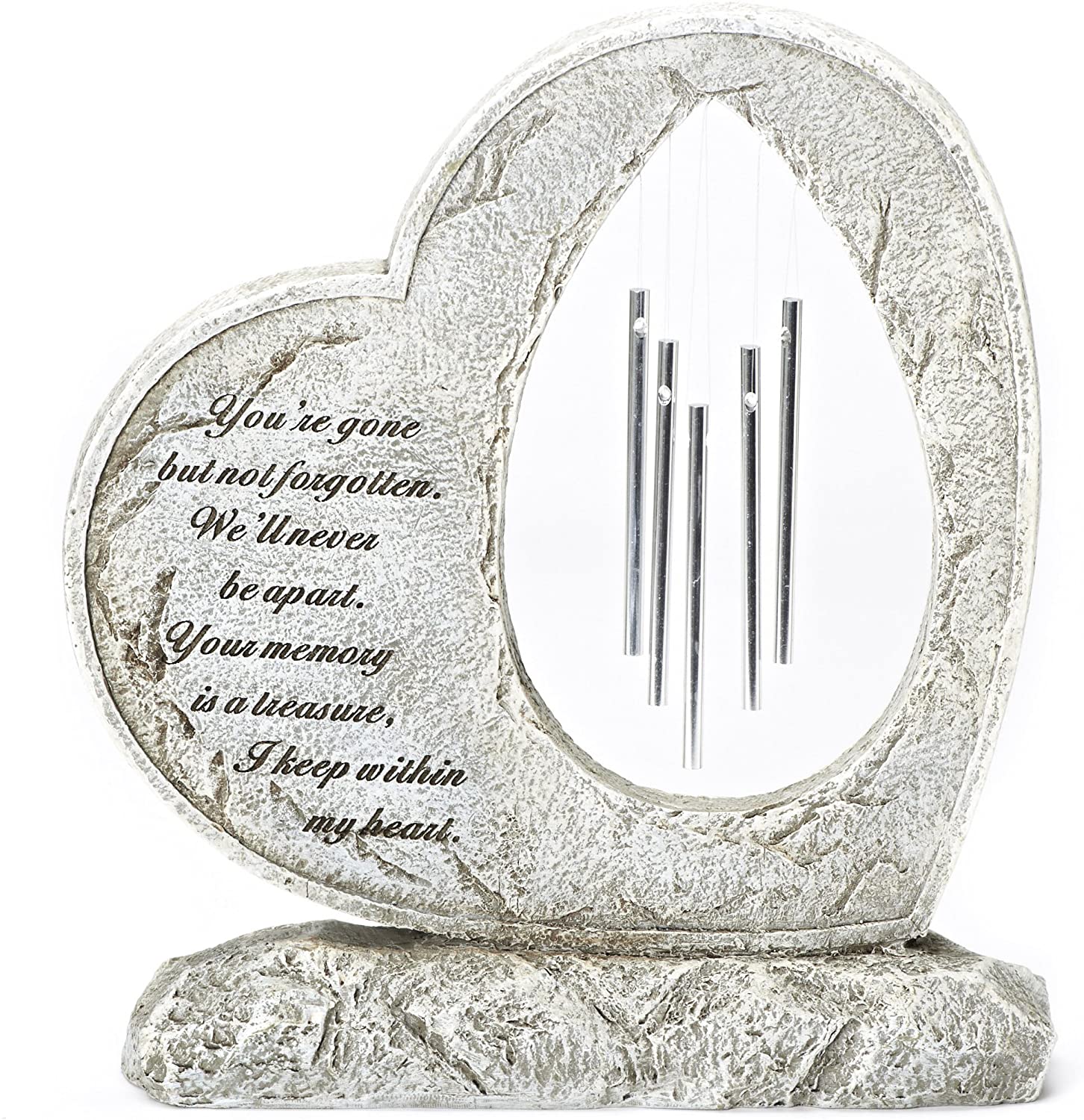 Resin Heart Mom Garden Stone Wind Chime Memorial Gift Memorial Stones For Loved Ones