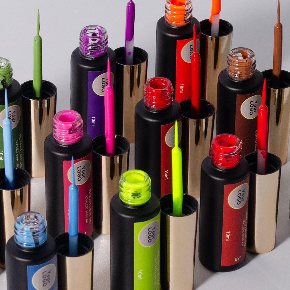 Hot Sale Low MOQ Private Label 10 ML Rich Pigment Smooth Draw Creative Nail Salon Profession Products Paint Liner Art Gel Polish