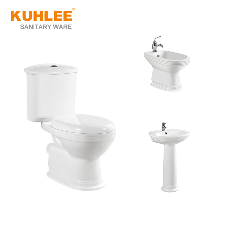 New Design Bathroom Set Wc Bowl Toilet With Bidet And Pedestal Basin Two Piece Sanitary Ware Suite