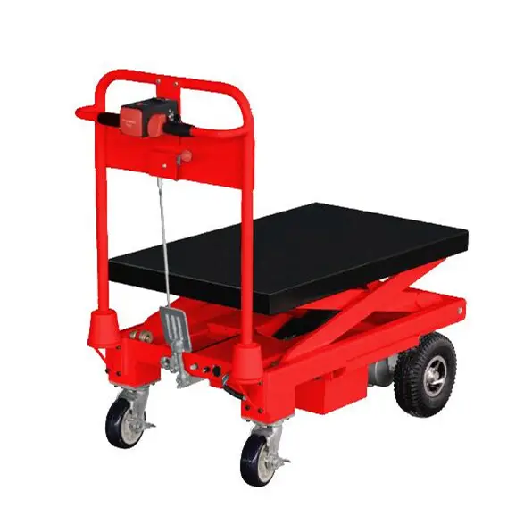 Lift Trolley 4 Wheels Powered Electric Trolley Hand Cart Battery Operated Platform Cart Lift Table