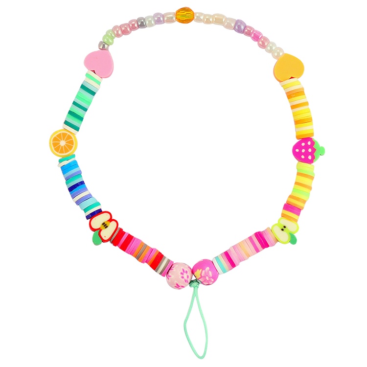 Fashionable Cute Polymer Clay Beaded Mobile Phone Charm Straps with Smiling Face for Women
