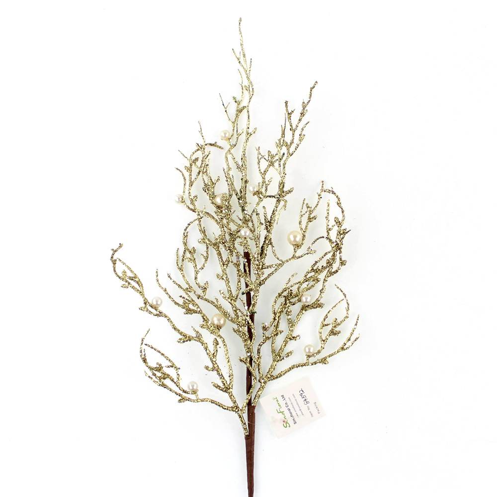 Artificial glitter pick 84592 Glitter branch and picks Christmas floral picks for Christmas tree topper decor