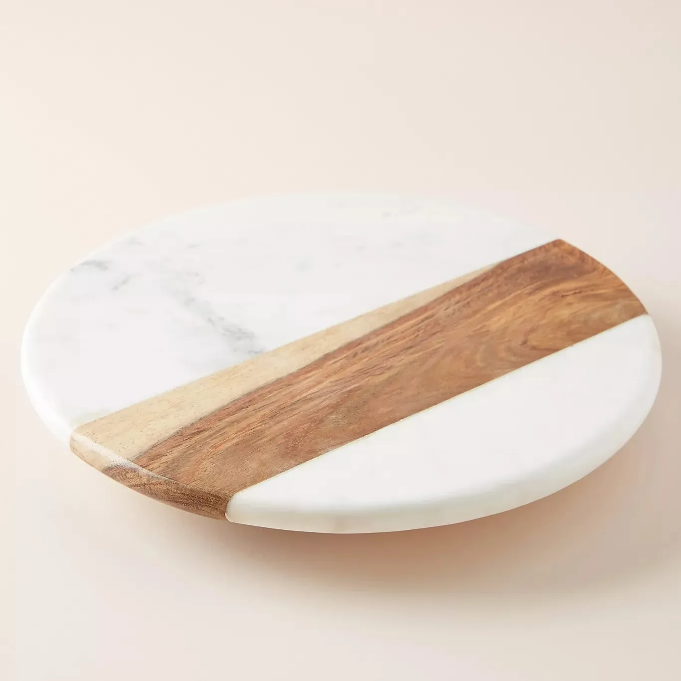 Shende 15 inch acacia wood and marble swivel cheese board lazy susan
