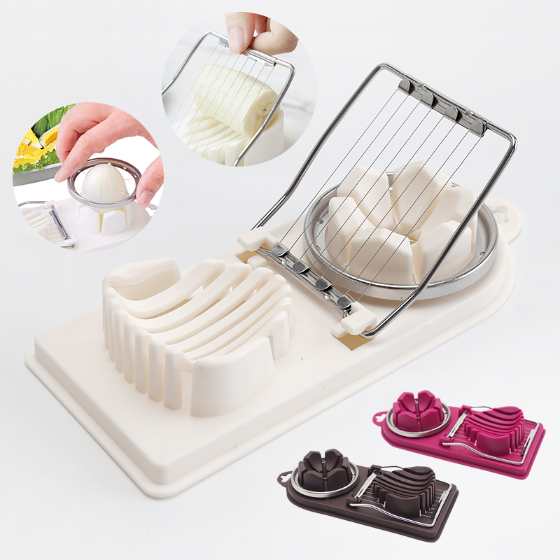 2 In 1 Multifunctional Stainless Steel Plastic Egg Slicer Kitchen Tools Fruit Egg Cutter