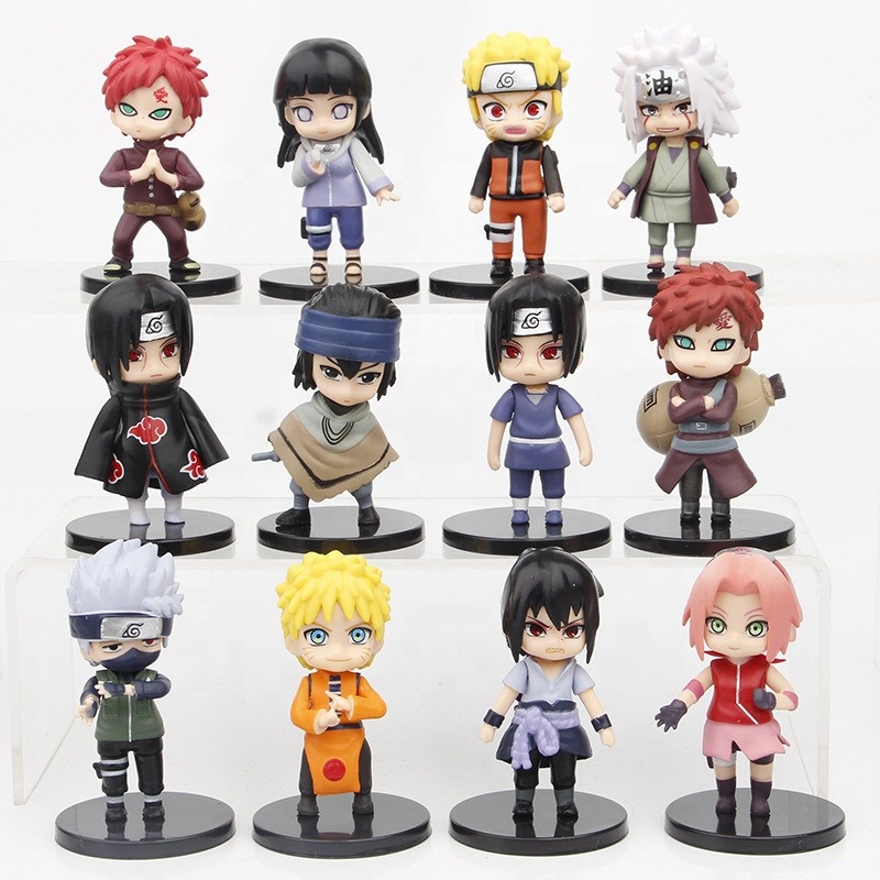 Фигурки HWA-Kakasi Sasuke, мини-3D-кукла из ПВХ, модель игрушки для сбора Нарута-O, мультяшная аниме-фигурка, 100745, набор из 12 шт.