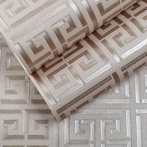 White Gold Greek Key Pattern White Wallpaper Modern Geometric Metallic Vinyl Wall Paper Roll Teal,Black,Silver,Rose Gold