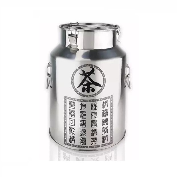 High Quality SUS304 Stainless Steel Large Capacity packaging Round Sealed Metal Box bulk Tea Storage Tins Tea Pot Container