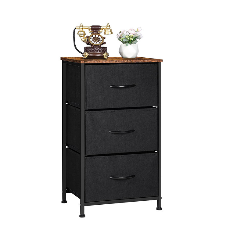 Modern Design Gray Lightweight High Non-Woven Fabric Bedroom Dresser with 6 Drawers Nightstand & Bedside Chest Home Bins Storage