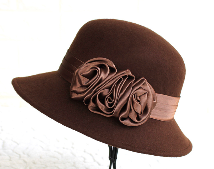 Winter Women Korean Version Bow Wool Dome English Outdoor Fisherman Christmas luxury designer Fedora fashion Hats for church
