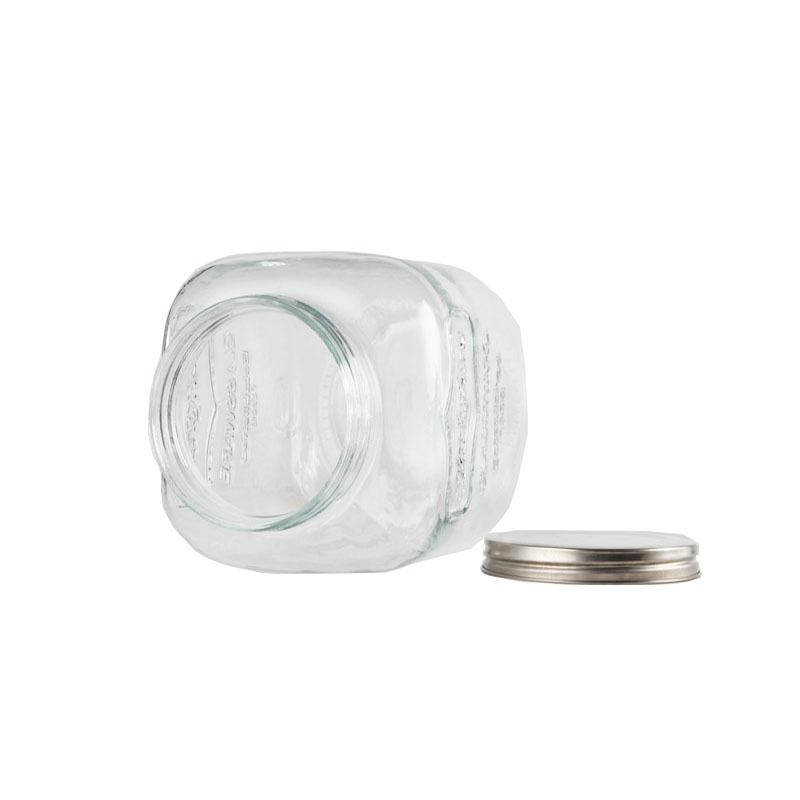 Hot Selling BPA Free square shape Beverage Glass Drink Dispenser with metal lid