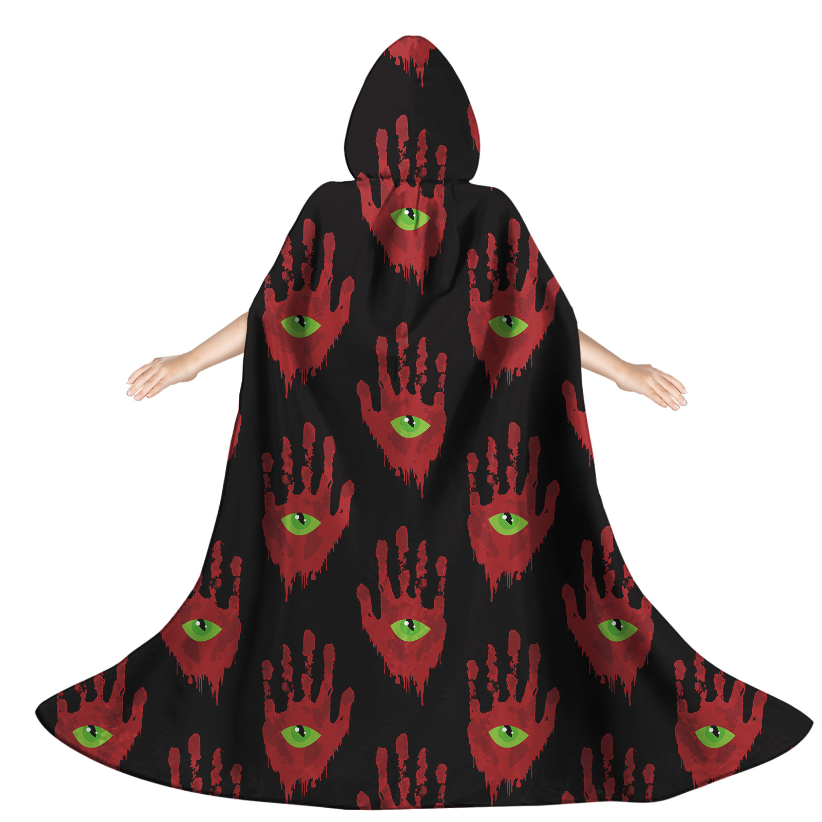 Bleeding Palm with Eyeball Print Cartoon Graphic Customization Cloak With Hood Halloween Cape Wholesale China Manufacturers