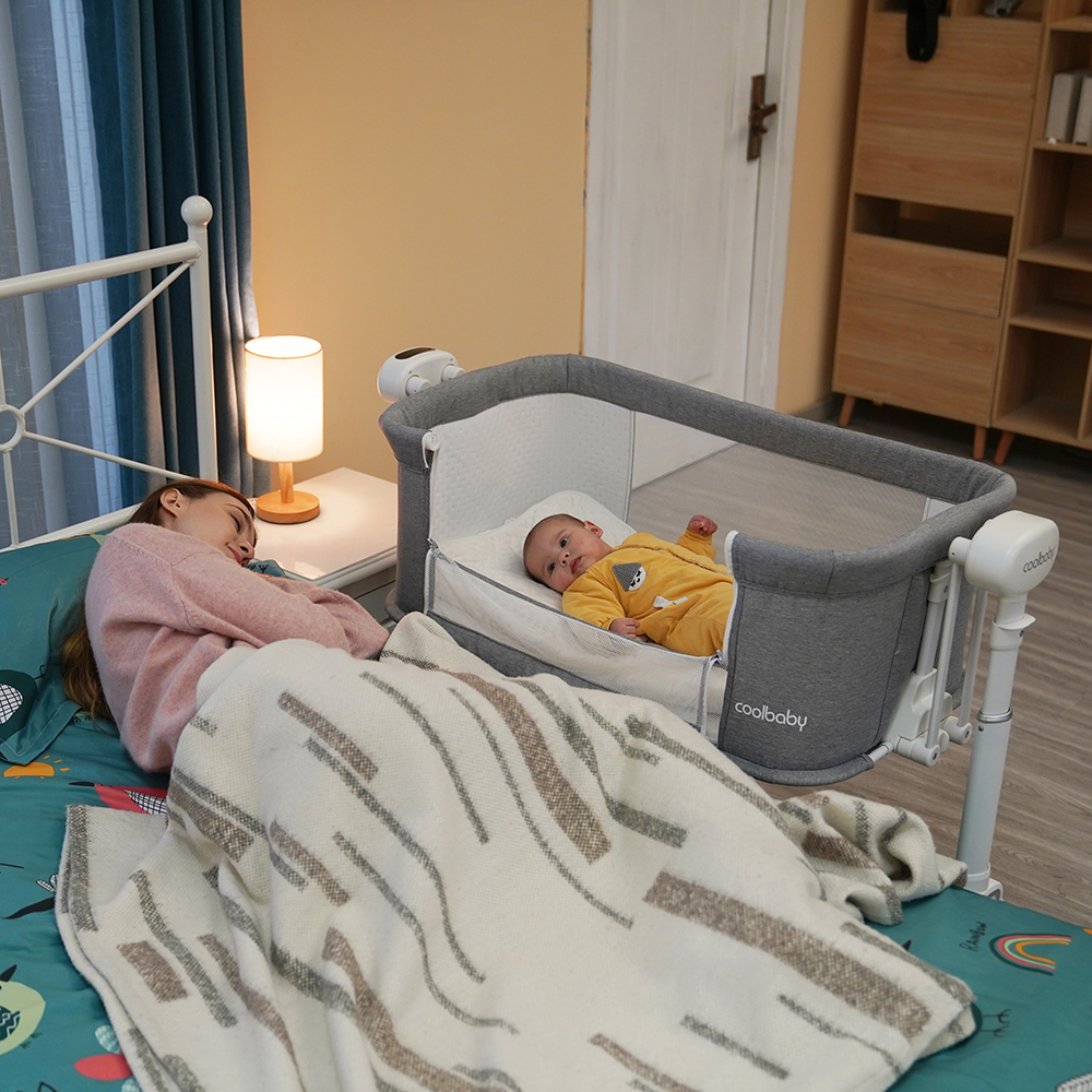 P763D02 Coolbaby Bedroom Furniture 3-in-1 Electric Baby Bassinet with Swing Function