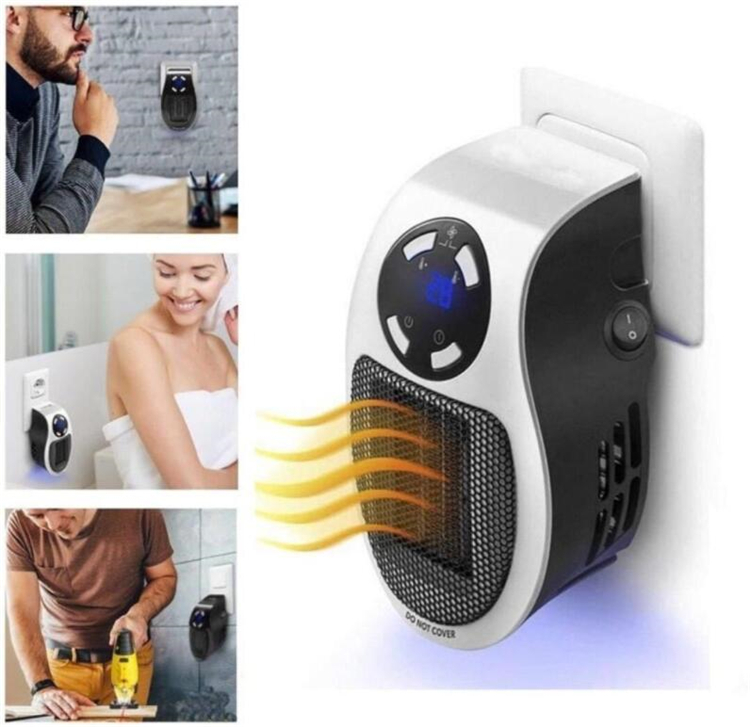Portable 500W Space Heater Wall Outlet Electric Space Heating Adjustable Rechargeable Mini Heater Fan with Led Display