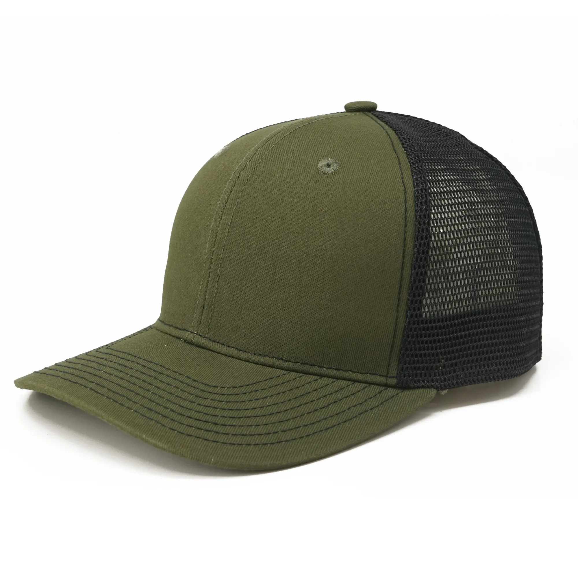 Wholesale High Quality Custom Logo Gorras Sports 6 Panels Blank Plain Green Truck Hat Mens Yupoong Trucker Mesh Caps Hats