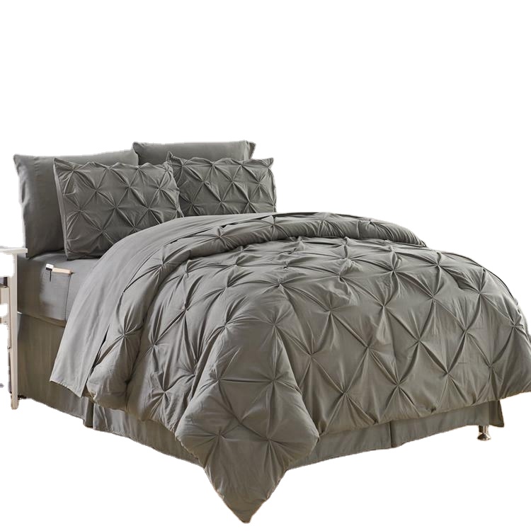 3 Piece Luxury Pinch Pleat Pintuck Fashion Bedding Duvet Cover Set