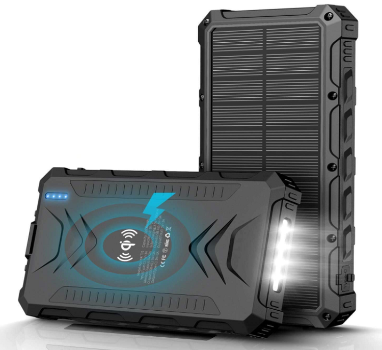 Светодиодный свет Type-C Qi Солнечный внешний аккумулятор Power Bank 36000 мАч портативный телефон солнечное зарядное устройство для мобильного телефона