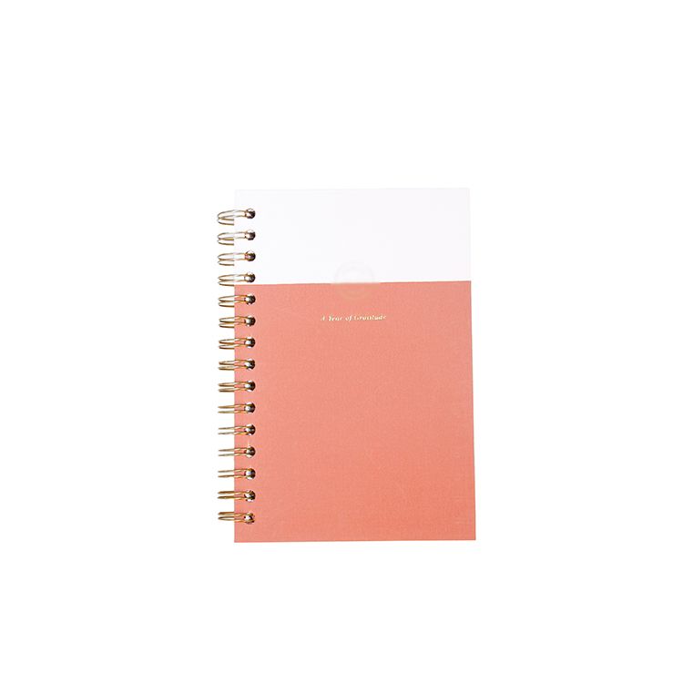 wire bound journal printing hardcover a5 pu leather linen fabric splice cover pink gratitude spiral journal notebooks