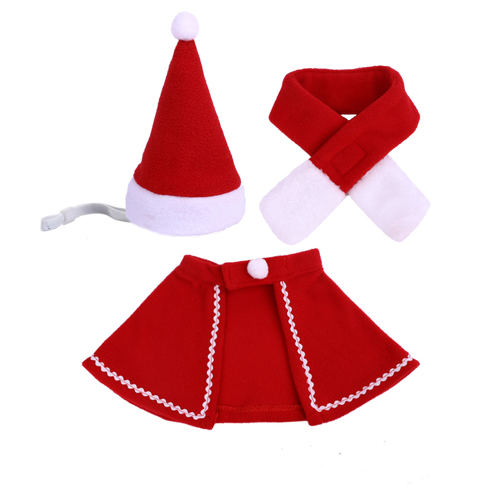 Wholesale Christmas pet clothes cape hat scarf set dog cat clothes set