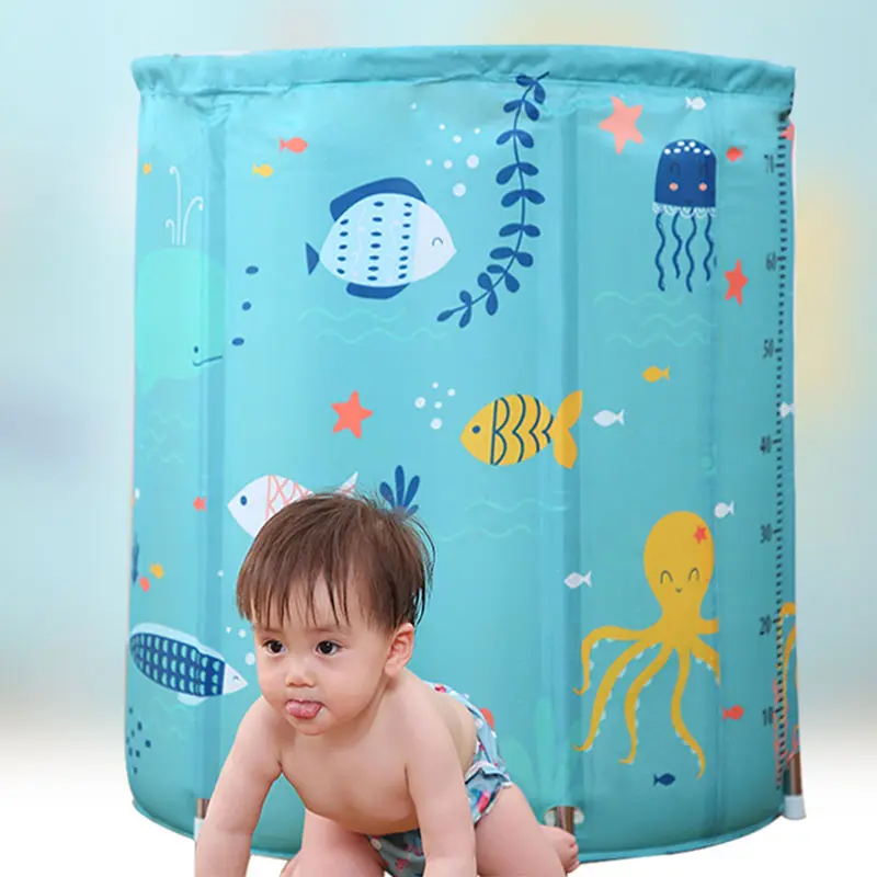 70x70cm Kids Bath Tubs Spa Bathtub Soaking FreeStanding Foldable Baby Bath Tub Plastic Set Portable Kids Spa Bath Tub