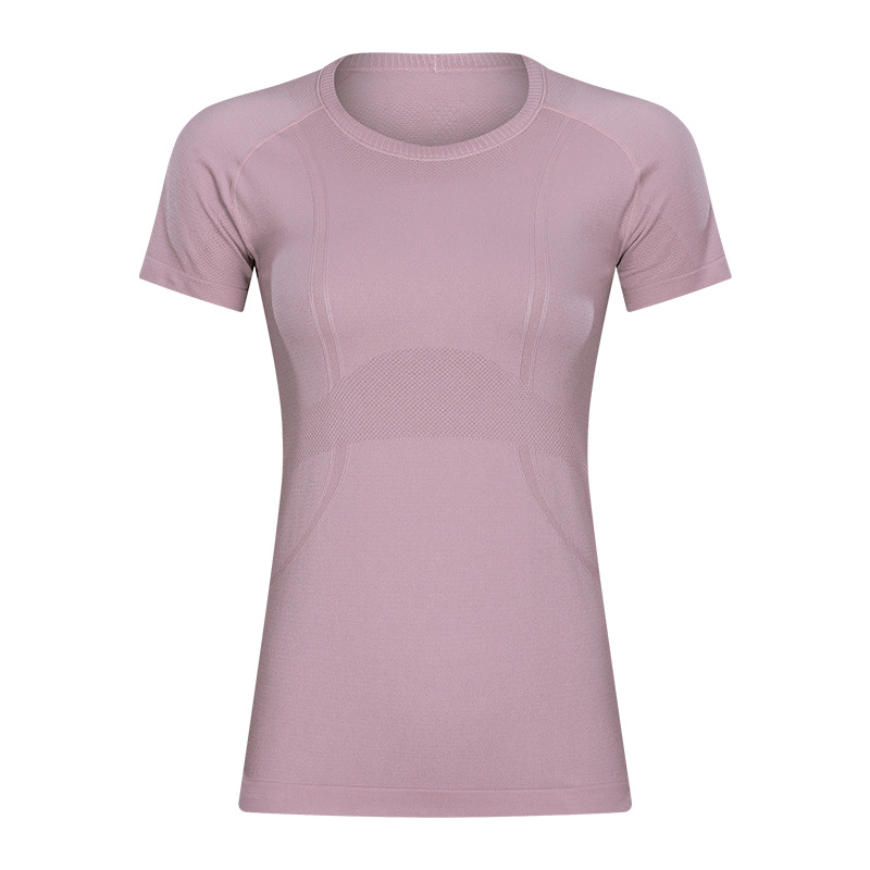 Ladies short sleeve round neck sports t-shirt running fitness top slim breathable yoga clothes