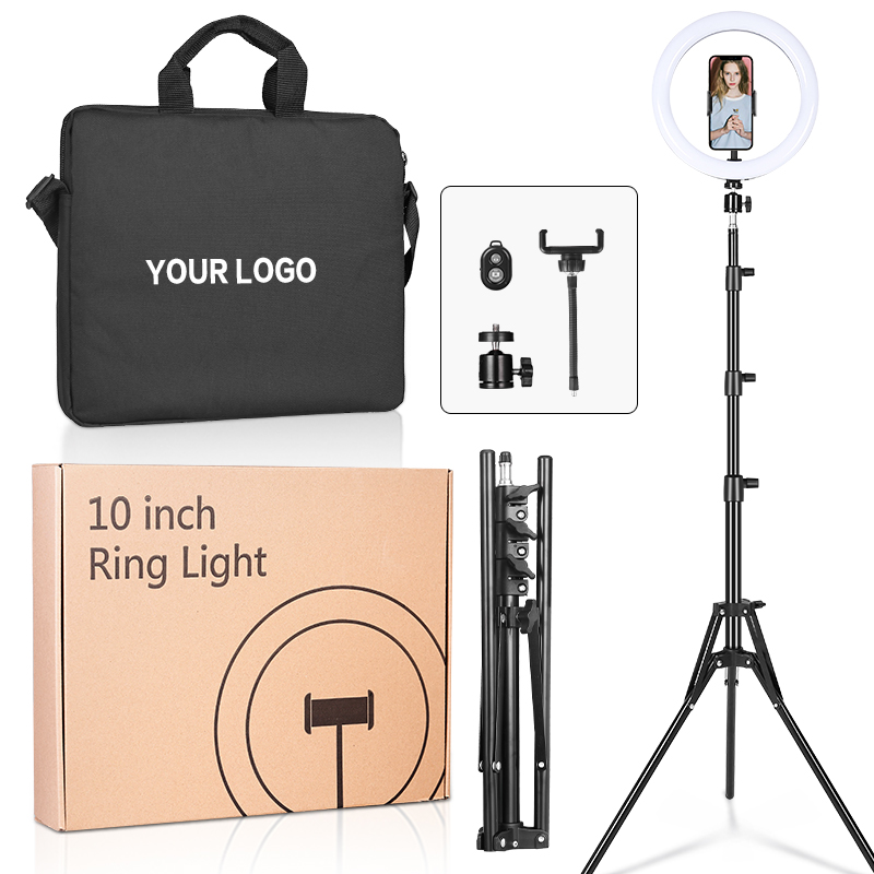 Amazon Лучшие продажи трансляция Selfie Ring Light 10 дюймов LED Ringlight фотографии макияж, кольцевая лампа с полным пакетом