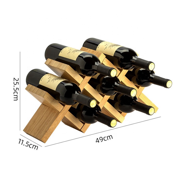 Creative Countertop Wood Wine Rack Bamboo Wine Bottle Storage Display Holder