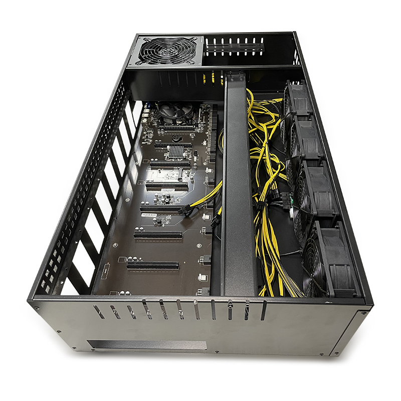 Графический процессор GPU 3070 3080 3090, поддержка рамы с 65 мм шагом и 8 ГПУ, с блоком питания, полный комплект с 8 RX 580 8 ГБ для настольного компьютера