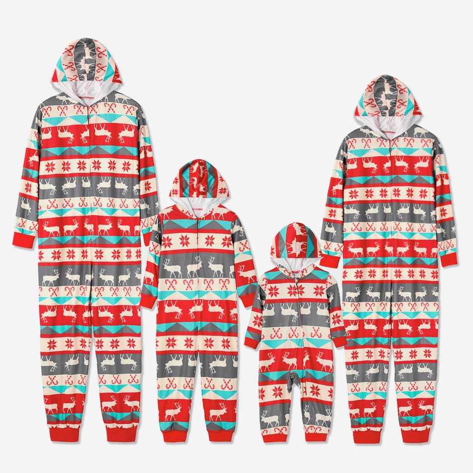 Matching Family Pajamas Sets Christmas Hooded PJ's Sleepwear Printed Loungewear for Women Men Boys Girls Baby M3278