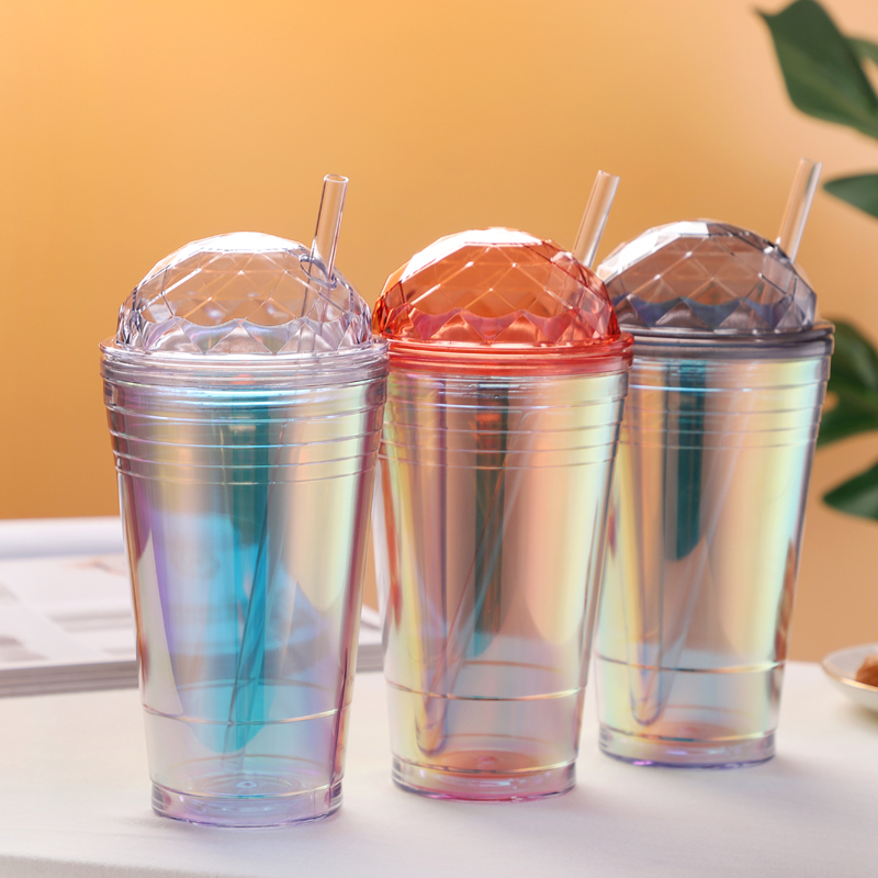 Amazon hot selling high quality creative straw cup outdoor small portable silicone water cup with cover