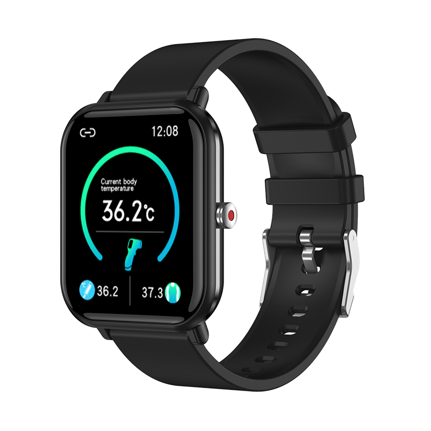 SMARTOBY 1.7 Inch Smart Watch with Body Temperature Waterproof IP68 Heart Rate Blood Pressure Oxygen Sport P8 Smart Watch 2021