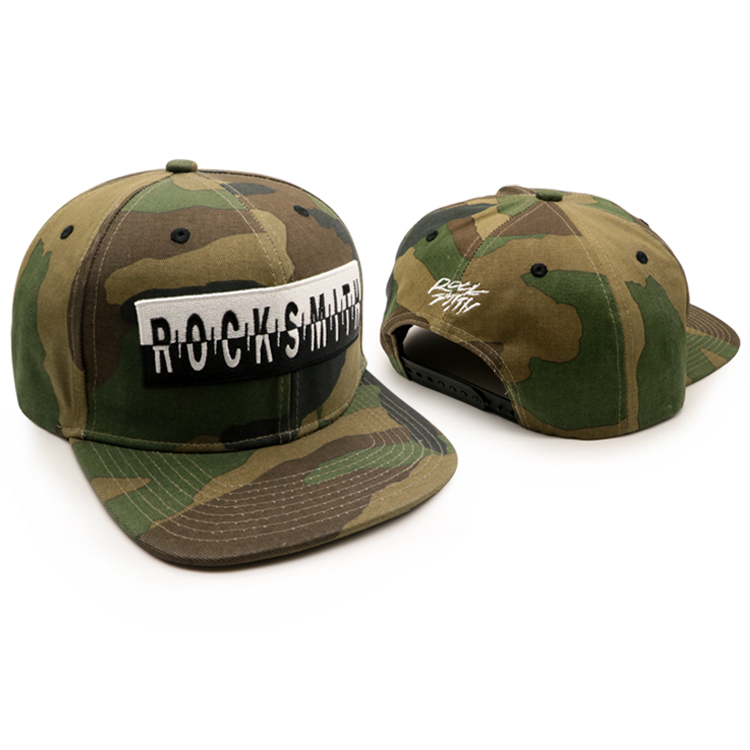 Высокое качество 6 панель camo snapback кепки с декоративными заплатками