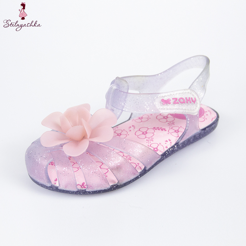 Cheap price kids sandals purple summer children's flat sandals for girls