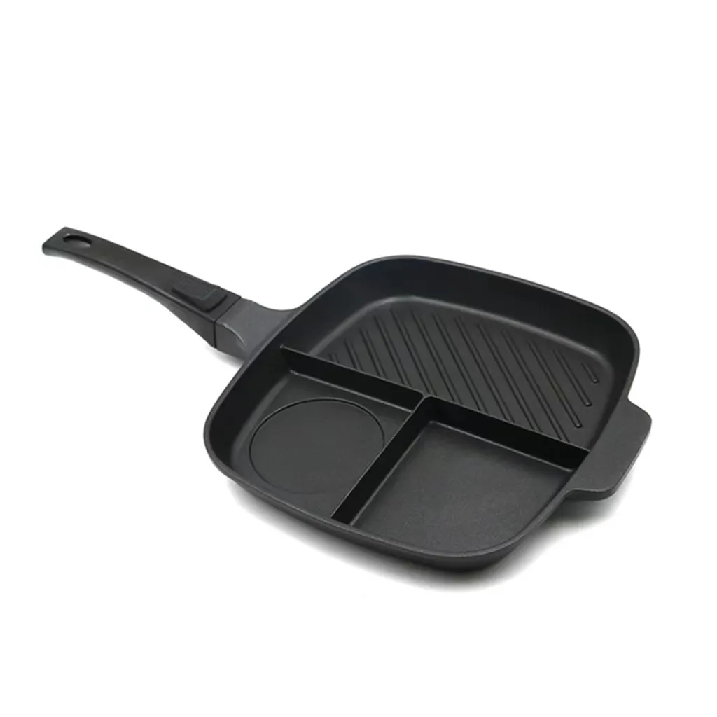 2022 Agreat Aluminum Frying Pan Multifunctional Divided 3 In 1 Grill Oven Pan Electric Skillet Frying Pan