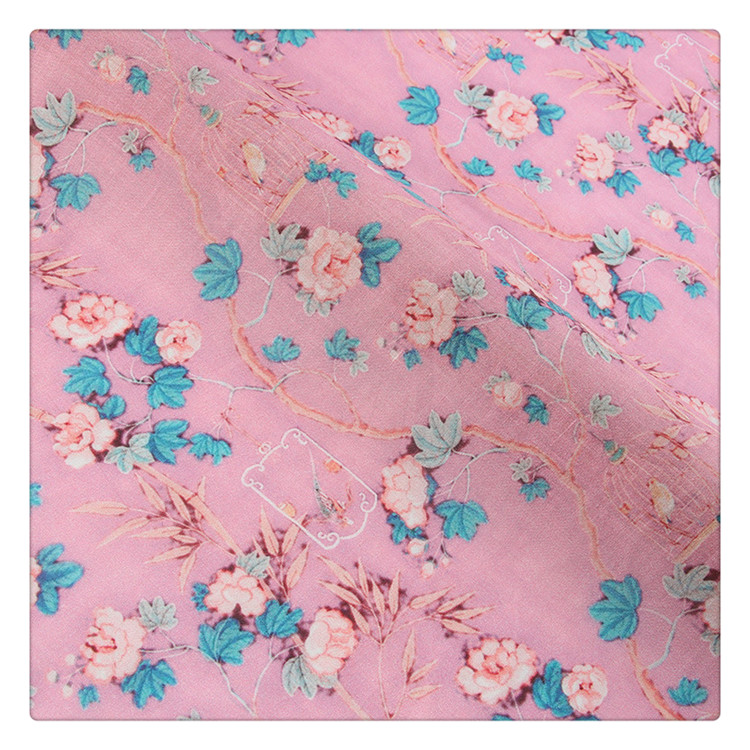 wholesale pure ramie fabrics in stock woven garment dress 100% printed linen fabric floral