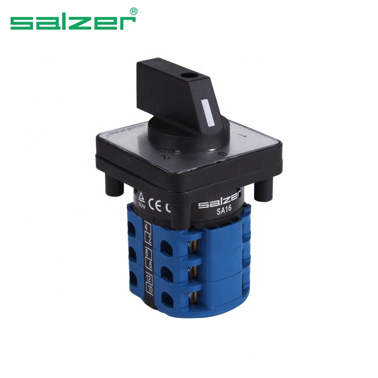 Salzer SA16 16A 1-0-2 переменного тока 3-полюсный переменного тока переключателем Серебряная Лицевая панель 48x48mm (TUV, CE и сертификатом Европейского соответствия, сертификатом от сертификационной)