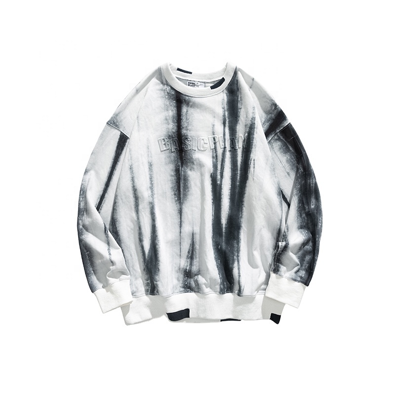sweater retro heavy industry tie-dye 3D printed round neck hoodie for women and men