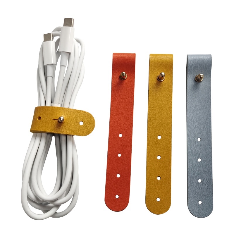2025 High quality wear-resistant leather cable ties, recent hot sale bundling tape for data cable and power cord