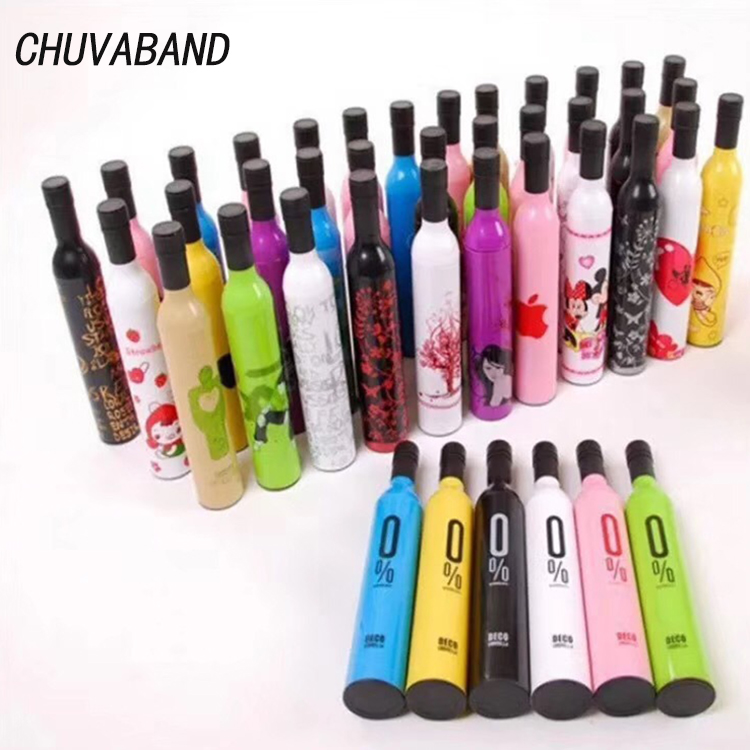 CHUVABAND рекламные подарки индивидуальный логотип ручное открытие зонтик складной УФ-защита восхитительный 3 складной винный бутыль зонтик