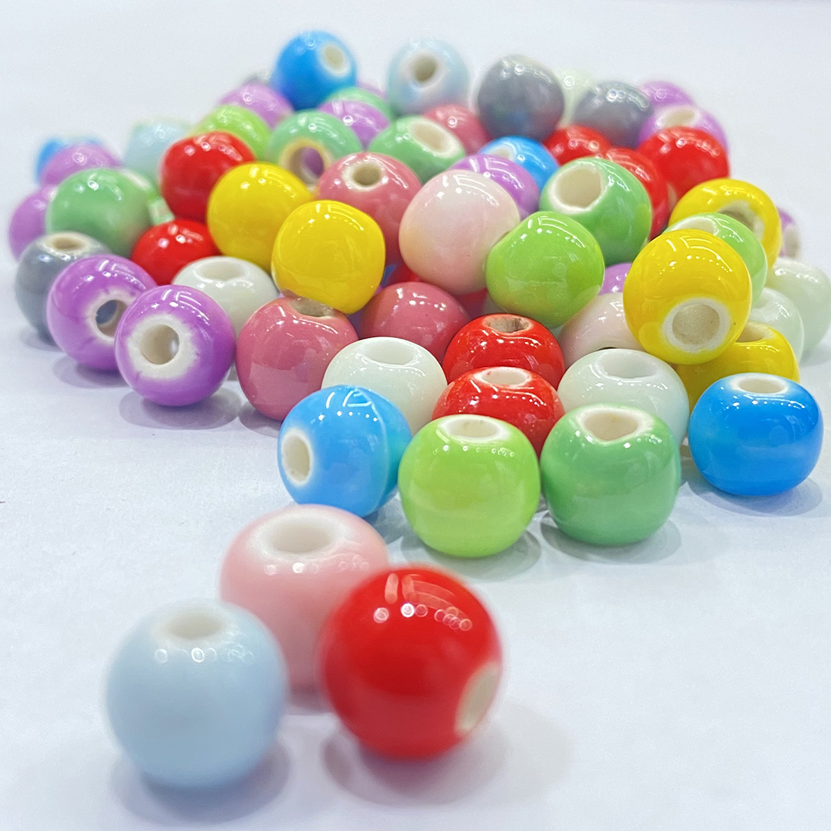 Wholesale 8mm Ceramic Porcelain Beads Colorful White Porcelain Loose Beads 100pcs for DIY Necklaces Bracelets Jewelry Making