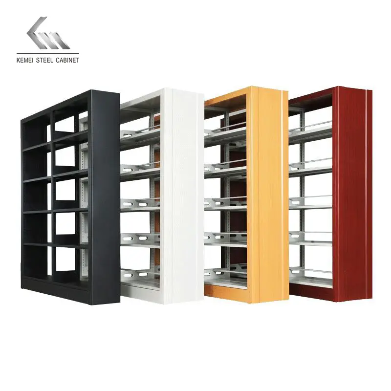 New Arrival 5 Layer School Library Steel Bookshelf Stainless Metal Bookcase