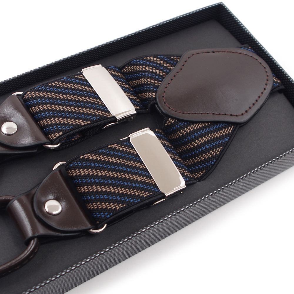 Men's Suspender Elastic Belt With Genuine Leather