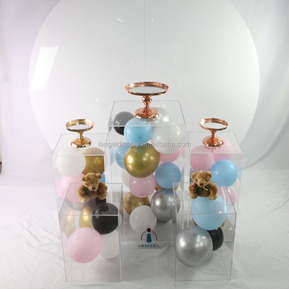 Iangel clear Acrylic Square Plinth Acrylic Display Pedestal Wedding Plinth