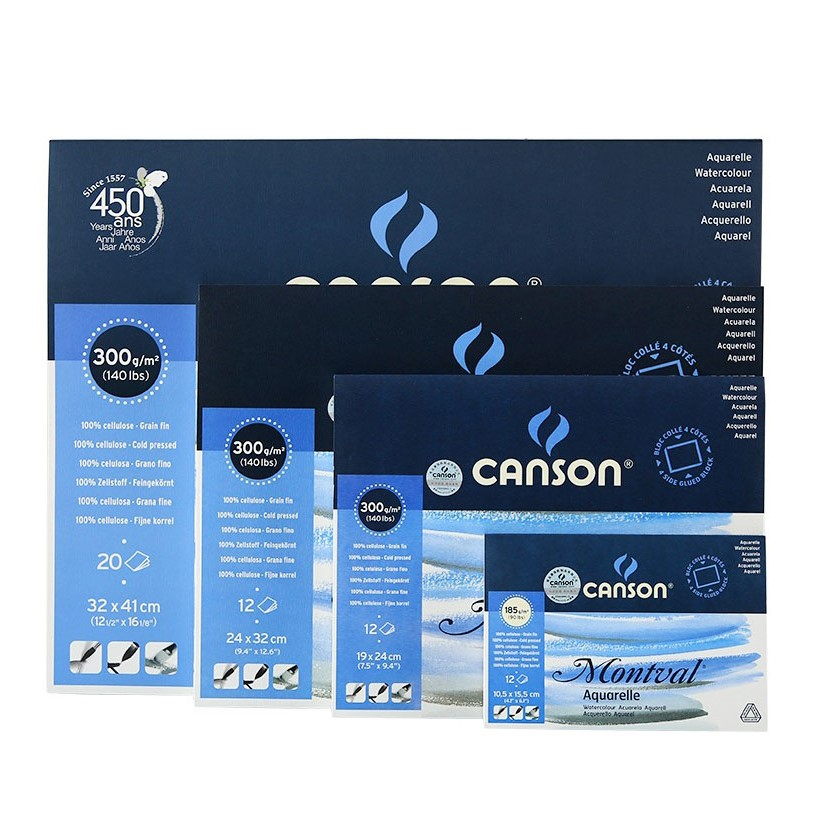 Альбом для рисования Canson Montval 105*155 мм, 12 листов, 300 г, м2, акварельная бумага