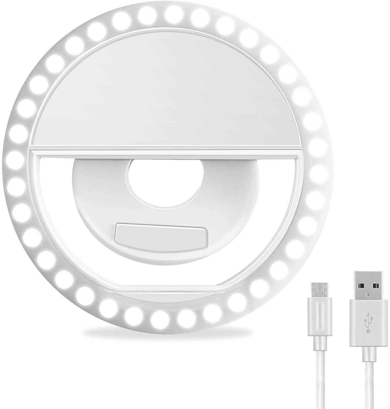 Оптовая продажа, низкий минимальный заказ, индивидуальный логотип, Usb Перезаряжаемый зажим, Мини светодиодный кольцевой светильник для селфи для макияжа, сотового телефона