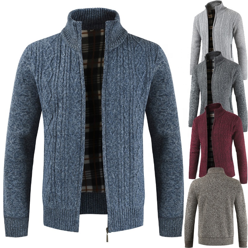Wholesale Man Knitted Cardigan Casual Solid Unisex Wool 100% Cotton Winter Fall Cropped Cashmere Christmas Knit Sweater Men