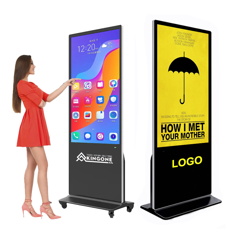 KINGONE 55 Indoor Interactive Kiosk LCD Signage Totem Floor Stand Touch Screen Digital Advertising Display Board for Restaurant
