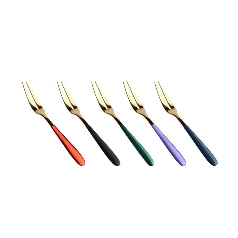 Luxury Stainless Steel Fruit Fork Golden Dessert Cake Forks Lovely Mini Forks Cutlery Tableware Flatware Kitchen Party Supplies