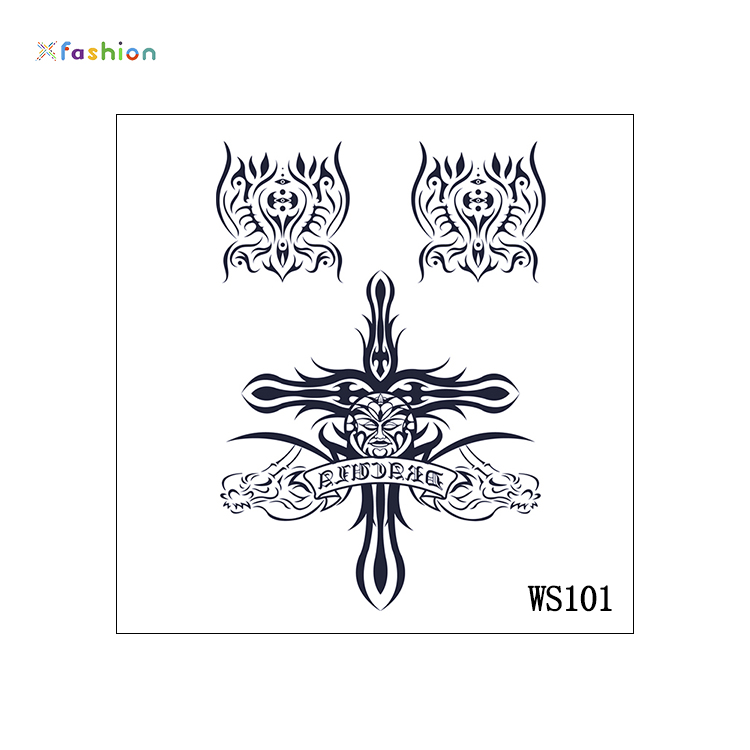 Men Large Arm Sleeve Black Sexy Waterproof Temporary Tattoo Sticker Big Skull Flower permanent full back tattoo sticker