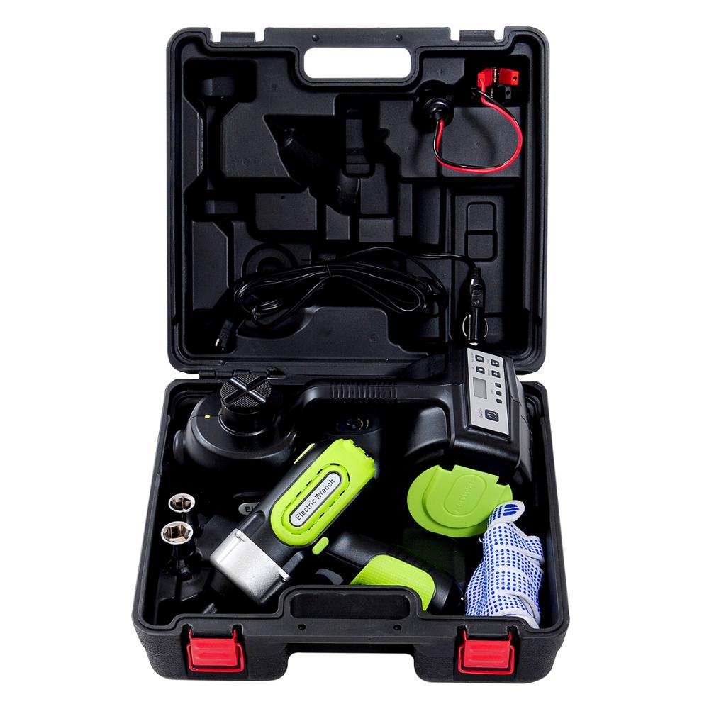 Electric Hydraulic 5ton Car Jack with Inflator Pump LED Electric Impact Wrench Multifunctional Digital Jack Lift Tools