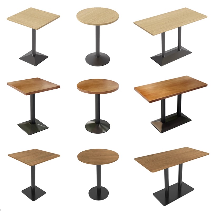 Wholesales good price durable industrial iron leg mdf plywood fast food restaurant dinning wooden table